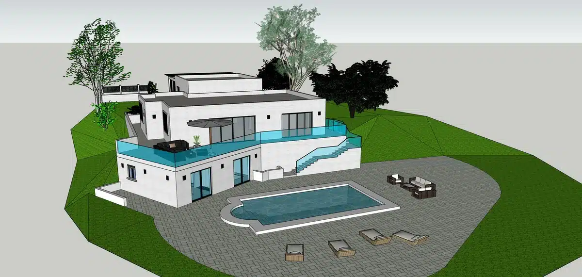 Plan 2d et 3D Sud construction extension